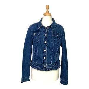 ELLE Ruffled Denim Jean Jacket - XL